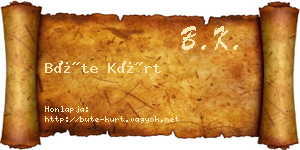 Büte Kürt névjegykártya